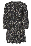 Plus Size V-Neck Long Sleeve Crinkled Fabric Mini Dress