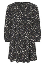 Plus Size V-Neck Long Sleeve Crinkled Fabric Mini Dress