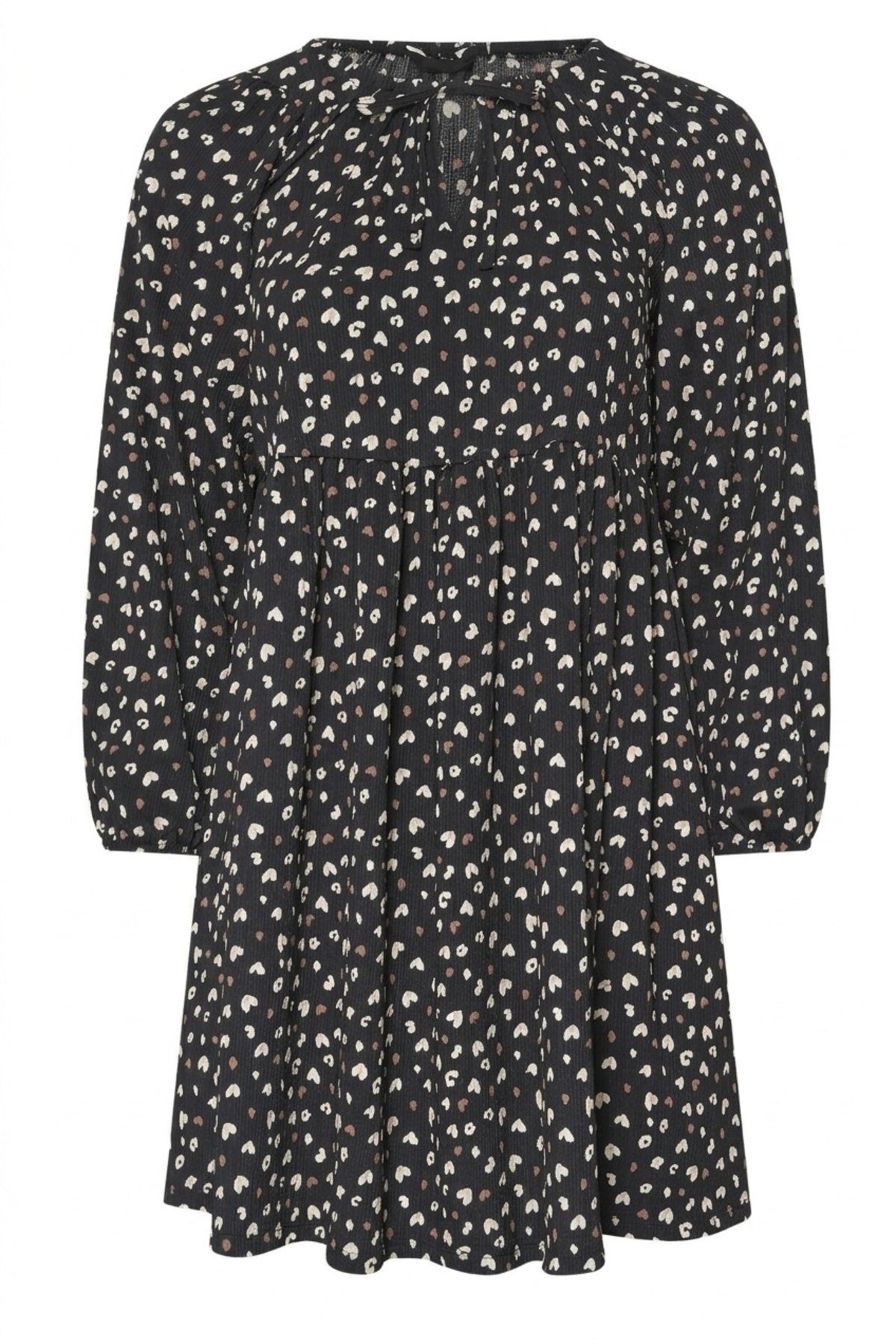 Plus Size V-Neck Long Sleeve Crinkled Fabric Mini Dress