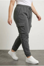 Plus Size Elastic Waist and Cuffed Pocketed Cargo Jogger Pants