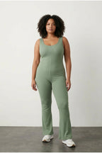 Plus Size Sleeveless Flare Leg Pull-on Stretchy Jumpsuit