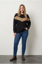 Plus Size Crew Neck Long Sleeve Front Printed Sweatshirt