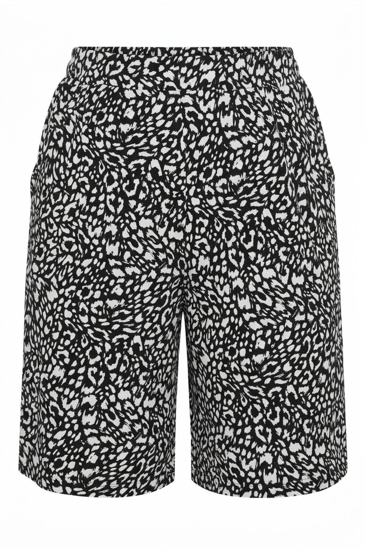 Plus Size Elastic Waist Patterned Loose Fit Stretchy Shorts