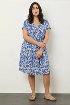 Plus Size V-Neck Short Sleeve Pocketed Floral Print Midi Dress
