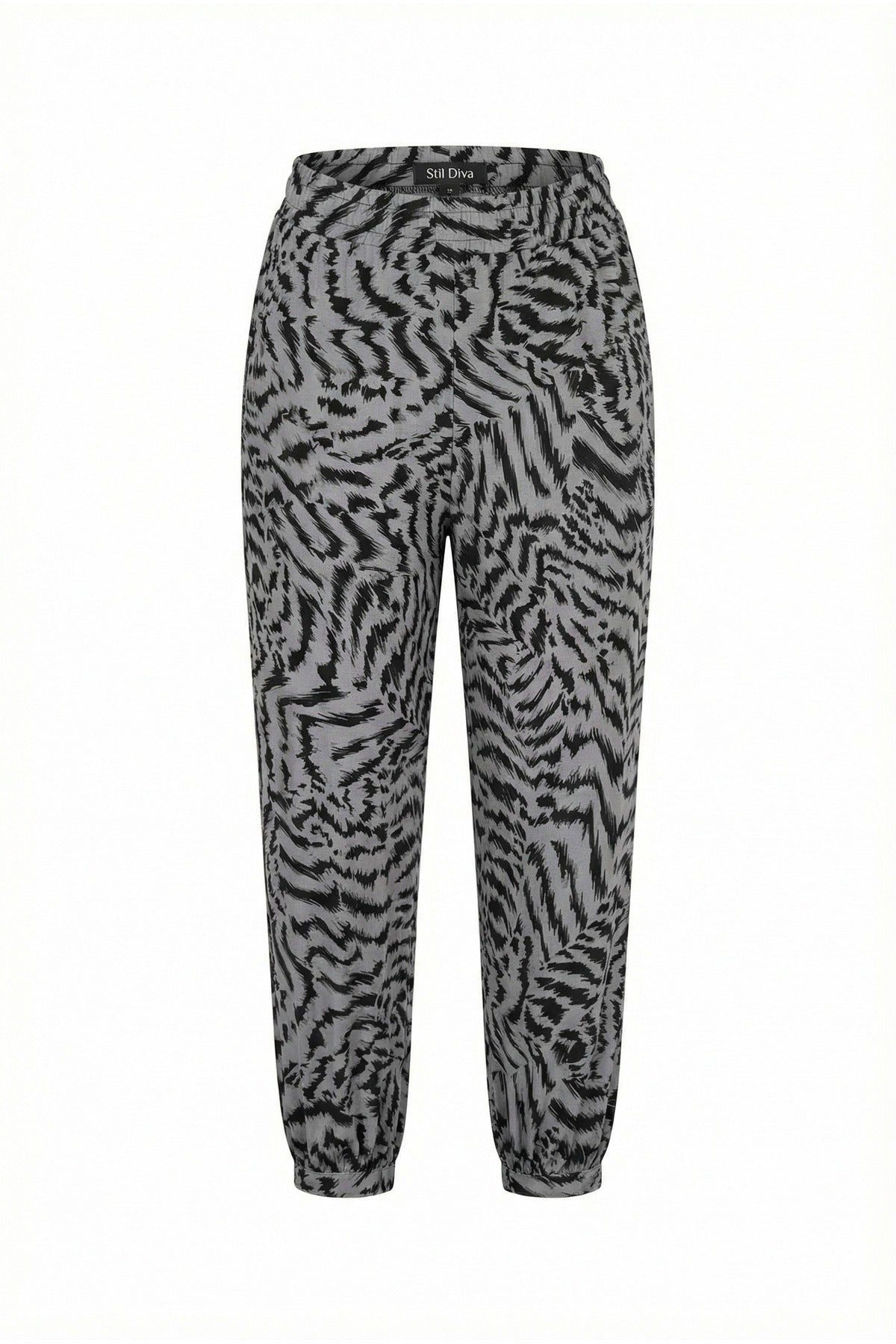 Plus Size Patterned Harem Pants with Elasticated Waist and Cuffs and Pockets