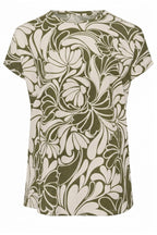 Plus Size Crew Neck Short Sleeve Patterned Blouse