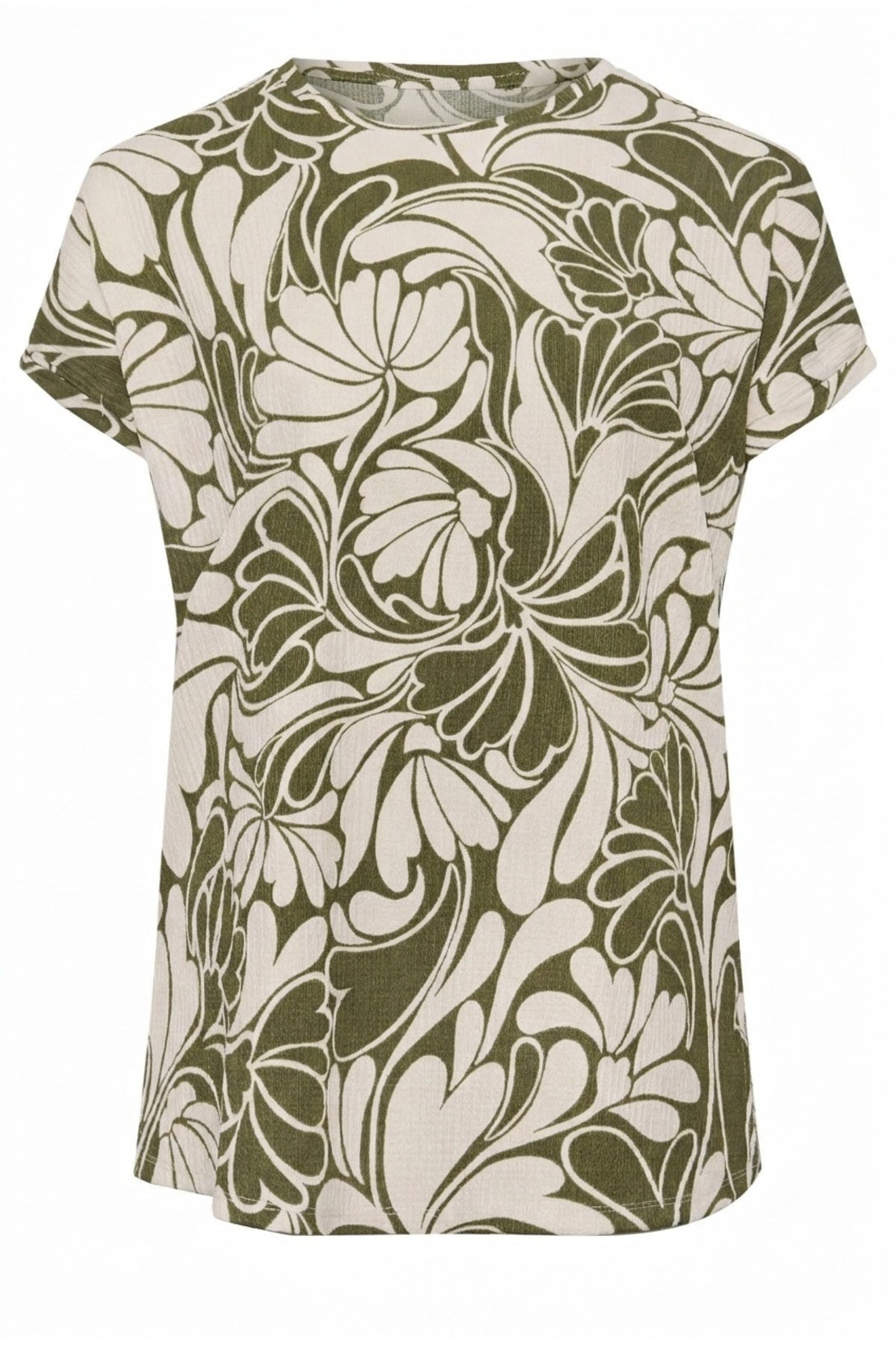 Plus Size Crew Neck Short Sleeve Patterned Blouse