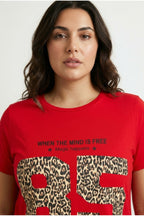 Plus Size Crew Neck Short Sleeve Printed T-shirt