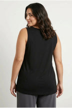 Plus Size Round Neck Sleeveless Stud Detail Blouse