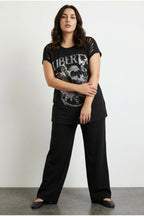 Plus Size Crew Neck T-shirt with Sleeve Detail and Skull Print