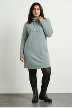 Plus Size Long Sleeve Hooded Soft Textured Sweatshirt Dress