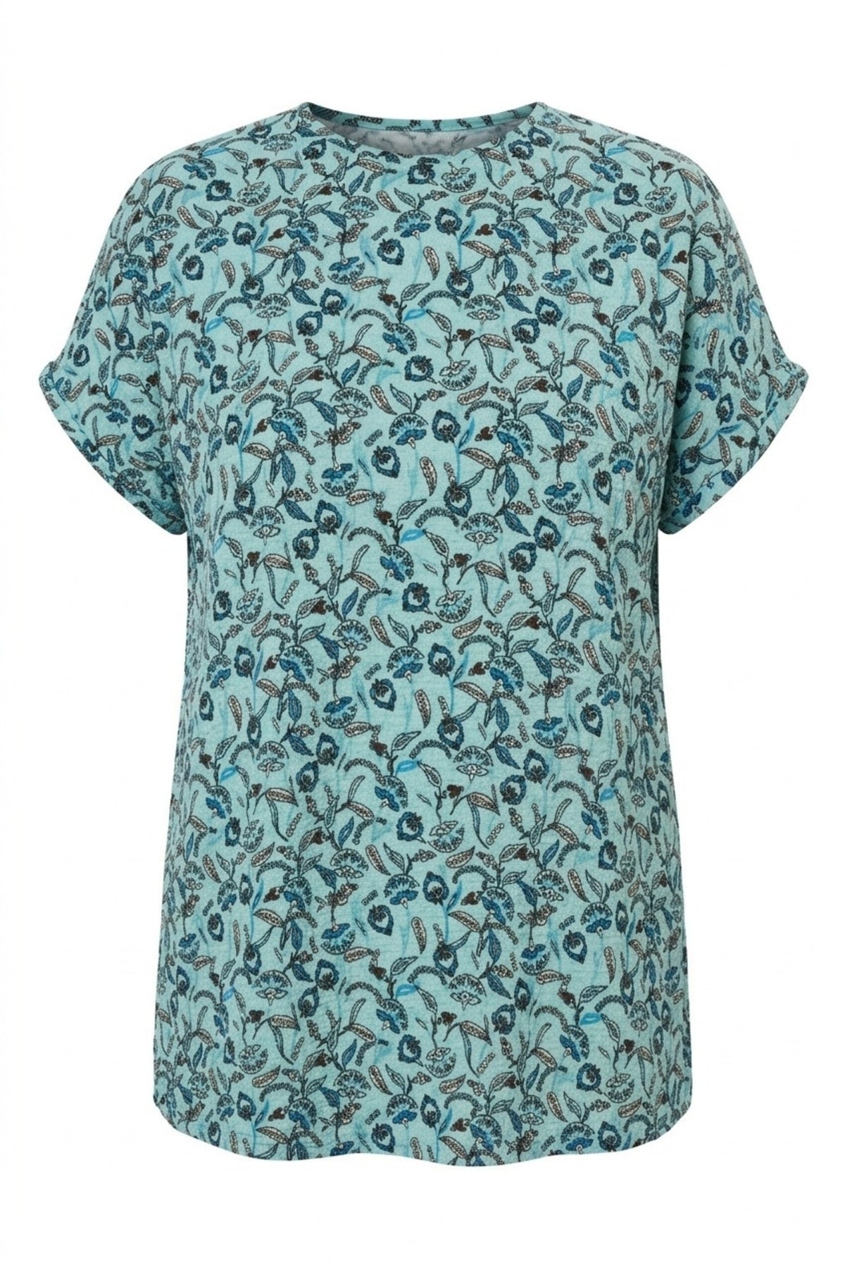 Plus Size Short Sleeve Crew Neck Tile Patterned T-shirt