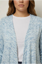 Plus Size Long Sleeve Open Front Asymmetrical Cut Lightweight Cardigan