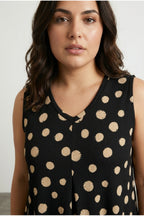Plus Size V-Neck Sleeveless Polka Dot T-shirt