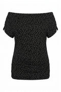 Plus Size Off-Shoulder Draped Sleeve Polka Dot Patterned Blouse