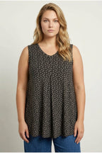 Plus Size V-Neck Sleeveless Star Patterned Blouse