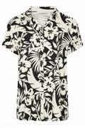 Plus Size Short Sleeve Floral Patterned Shirt