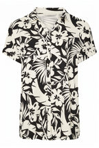 Plus Size Short Sleeve Floral Patterned Shirt