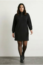 Plus Size Black Zippered Mini Dress