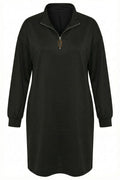 Plus Size Black Zippered Mini Dress