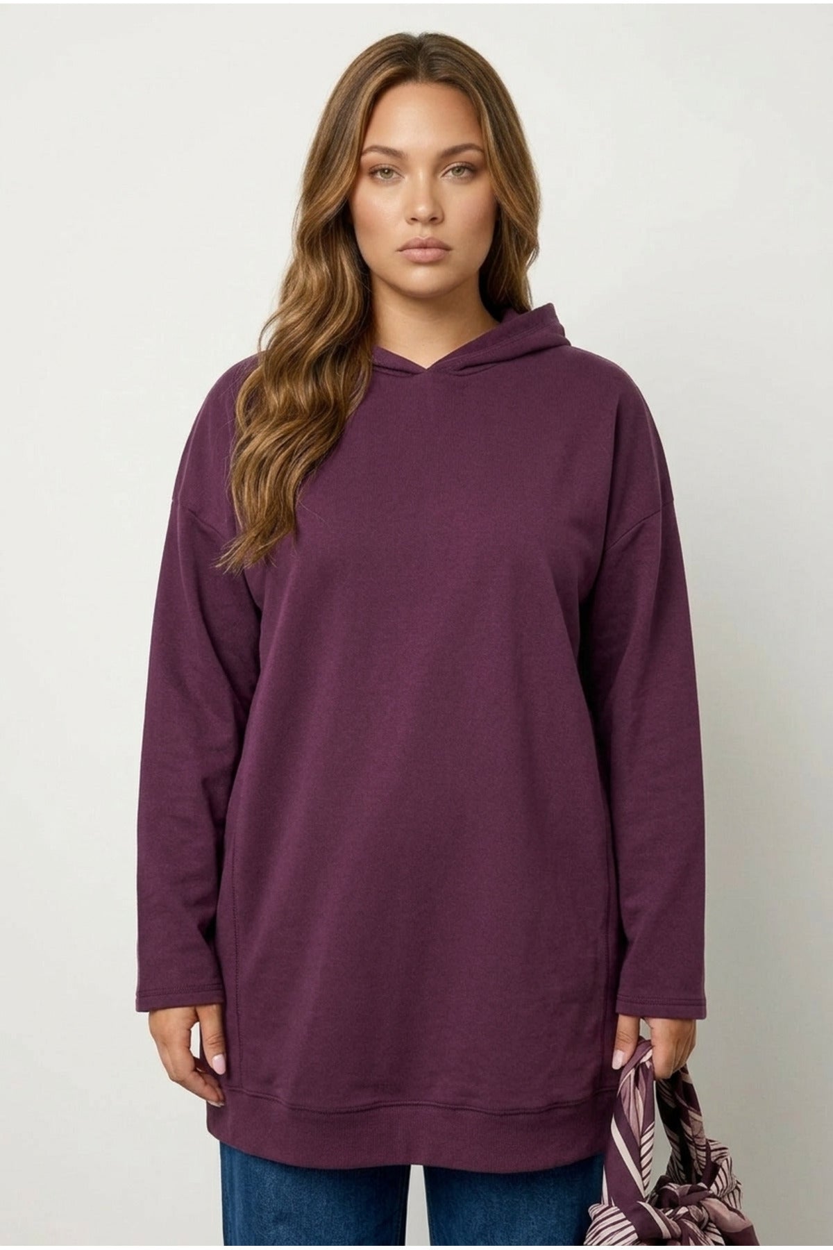 Plus Size Hooded Long Sleeve Sweatshirt
