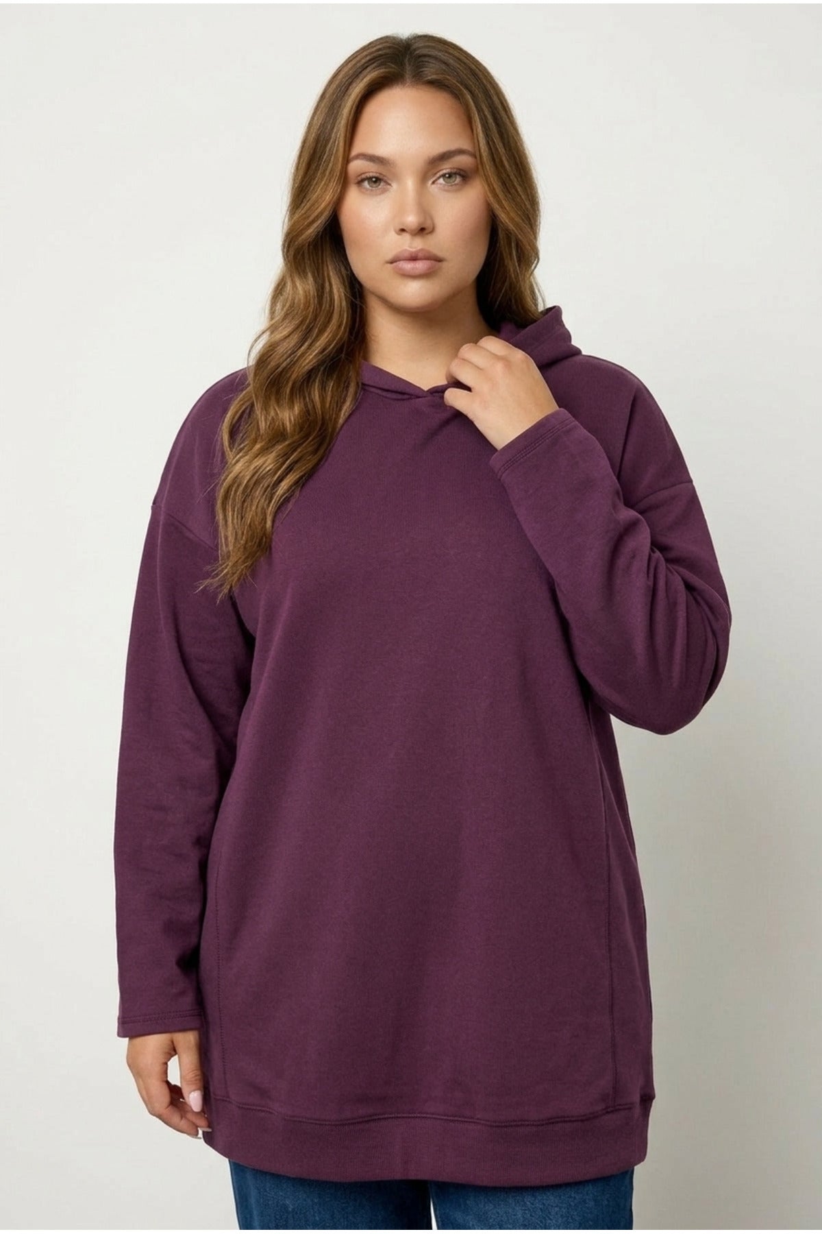 Plus Size Hooded Long Sleeve Sweatshirt