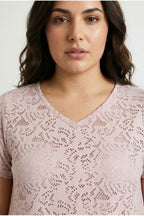 Plus Size V-Neck Sleeveless Unlined Lace T-shirt