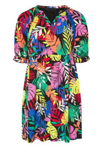 Plus Size V-Neck Floral Patterned Mini Dress
