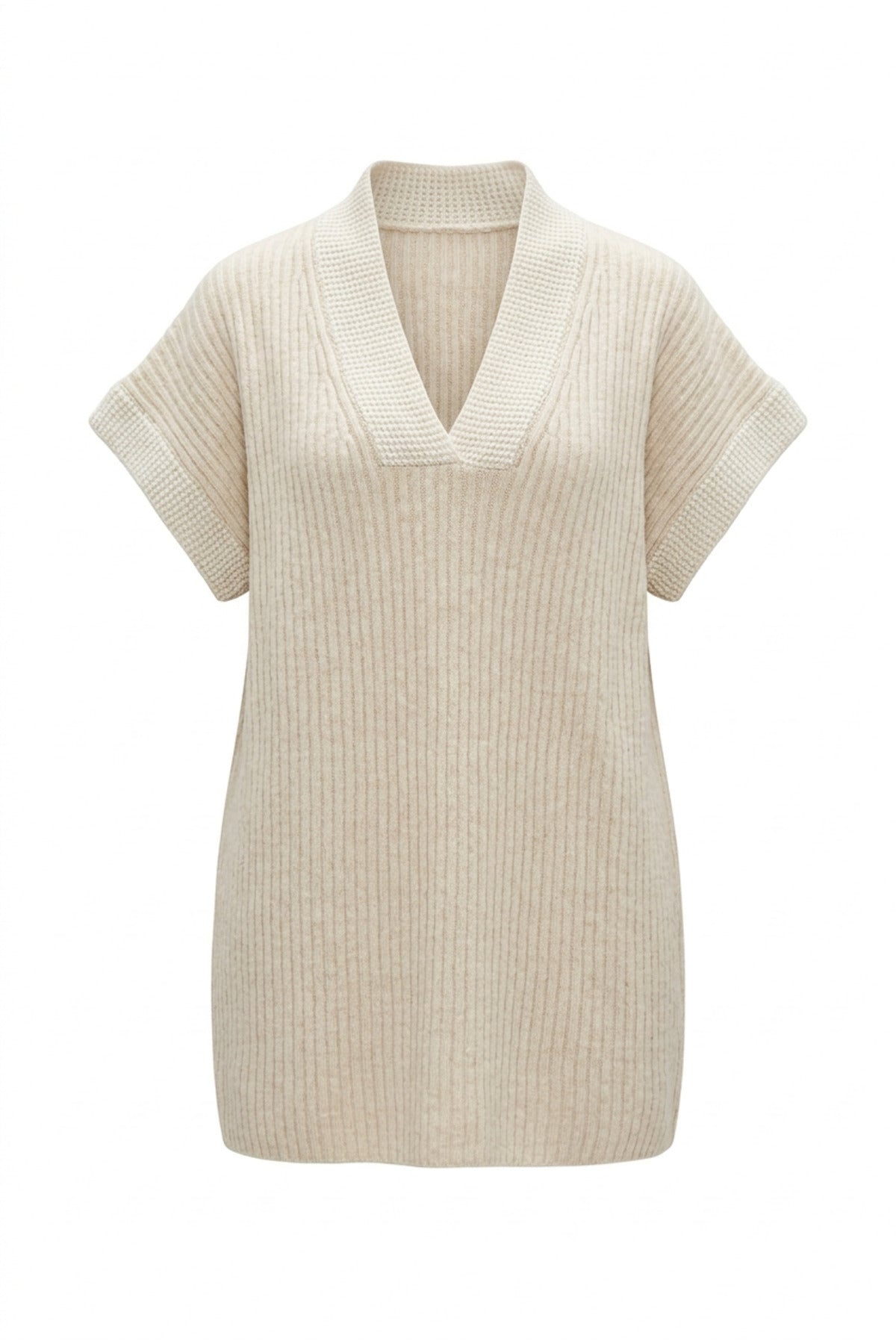 Plus Size V-Neck Short Sleeve Knit Sweater