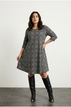 Plus Size Half Sleeve Crew Neck Pocketed Asymmetrical Cut Dress