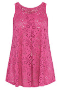 Plus Size Crew Neck Lace Detailed Unlined Sleeveless Blouse