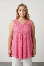Plus Size V-Neck Sleeveless Lace Detailed Unlined Blouse