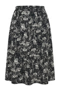 Plus Size Elastic Waist Pleated Patterned Stretchy Fabric Skirt