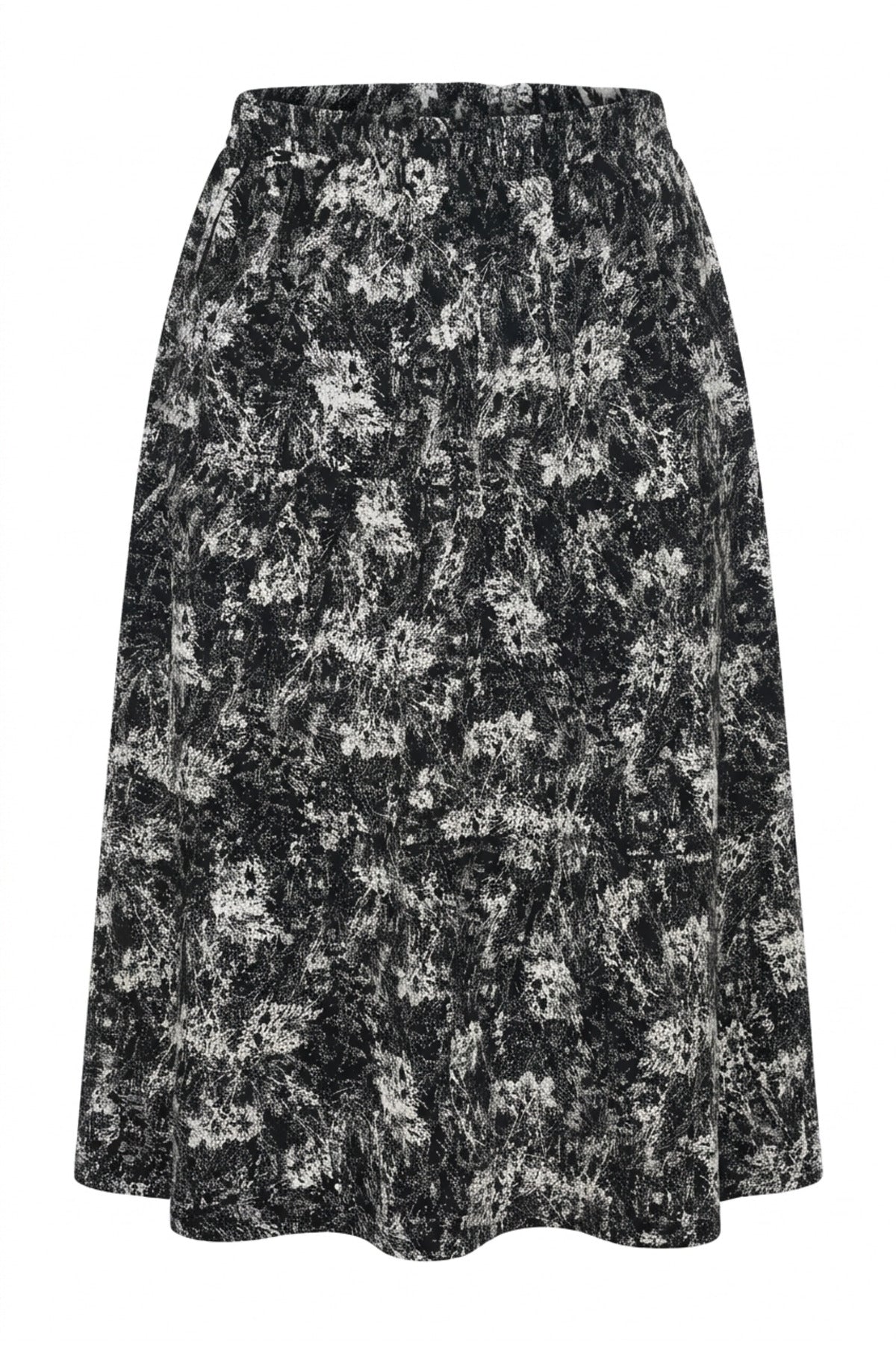 Plus Size Elastic Waist Pleated Patterned Stretchy Fabric Skirt