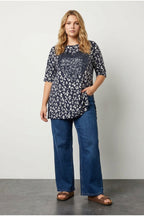Plus Size Crew Neck Sequin Embellished Slit Detail Blouse