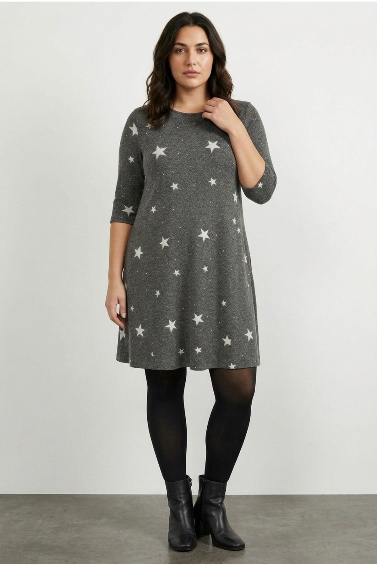 Plus Size Soft Textured Grey Dress