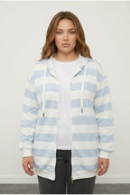 Plus Size Long Sleeve Hooded Pocketed Zip-up Cardigan