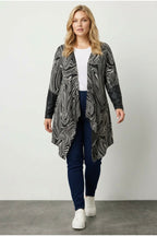 Plus Size Long Sleeve Leather Detailed Open Front Cardigan