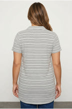 Plus Size Short Sleeve V-Neck Striped Blouse