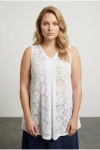 Plus Size V-Neck Sleeveless Unlined Lace Blouse