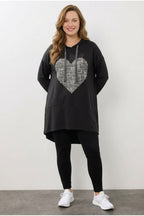 Plus Size V-Neck Long Sleeve Hooded Tunic Sweatshirt