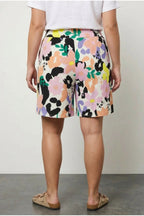 Plus Size Floral Print Elastic Waist Pocketed Shorts