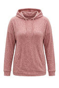 Plus Size Long Sleeve Hooded Fine Knit Sweatshirt with Side Pockets