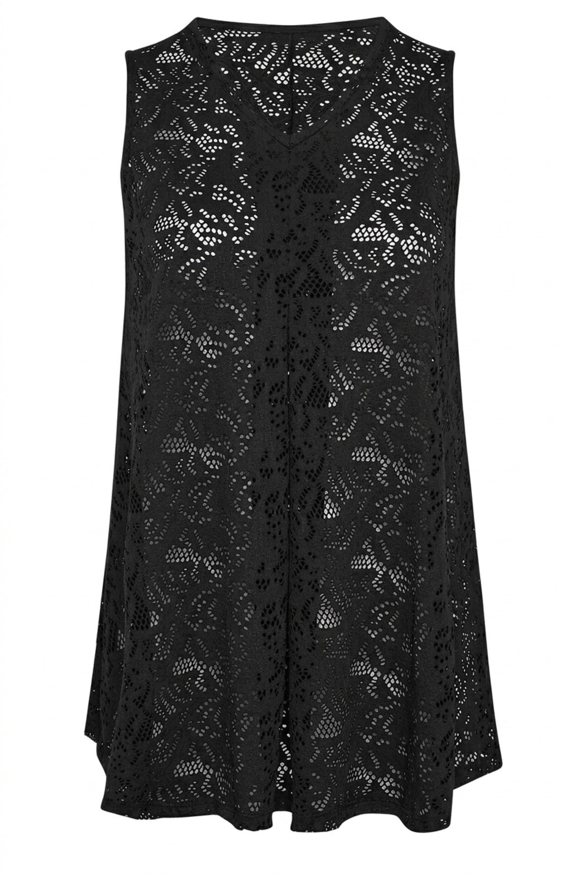 Plus Size V-Neck Sleeveless Unlined Lace Blouse