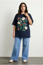 Plus Size Crew Neck Short Sleeve Floral Print T-shirt