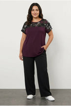 Plus Size Crew Neck Short Sleeve Sequin Detailed Blouse