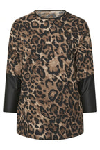 Plus Size Crew Neck Long Sleeve Faux Leather Detailed T-shirt