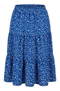 Plus Size Elastic Waist Pleated Minimal Floral Patterned Stretchy Fabric Skirt