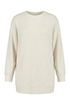 Plus Size Long Sleeve Elastic Waist Crew Neck Ribbed Sweater