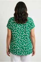 Plus Size V-Neck Short Sleeve Polka Dot T-shirt